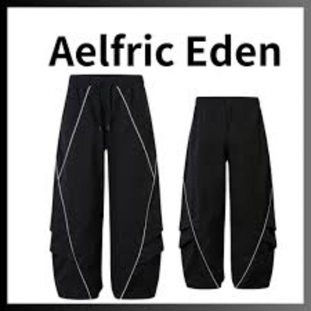 Aelfric Eden Parachute Sweatpants Size Large Black Y2K 90's Hip Hop Baggy Fun